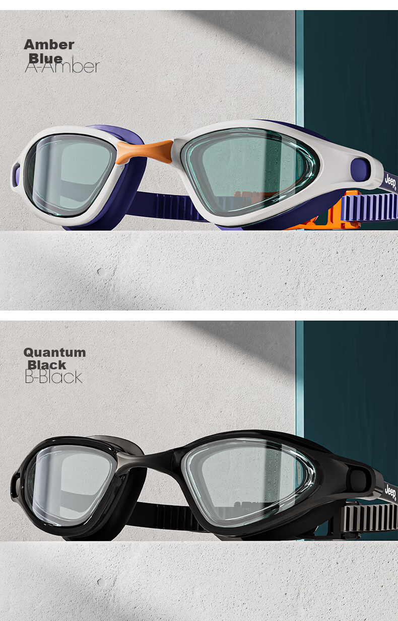 Jeep Prescription Swimming Goggles for Women, High-Definition, Waterproof, Anti-Fog, Professional Adult Swim Goggles for Men, Soft Purple Tint, Power 200 10