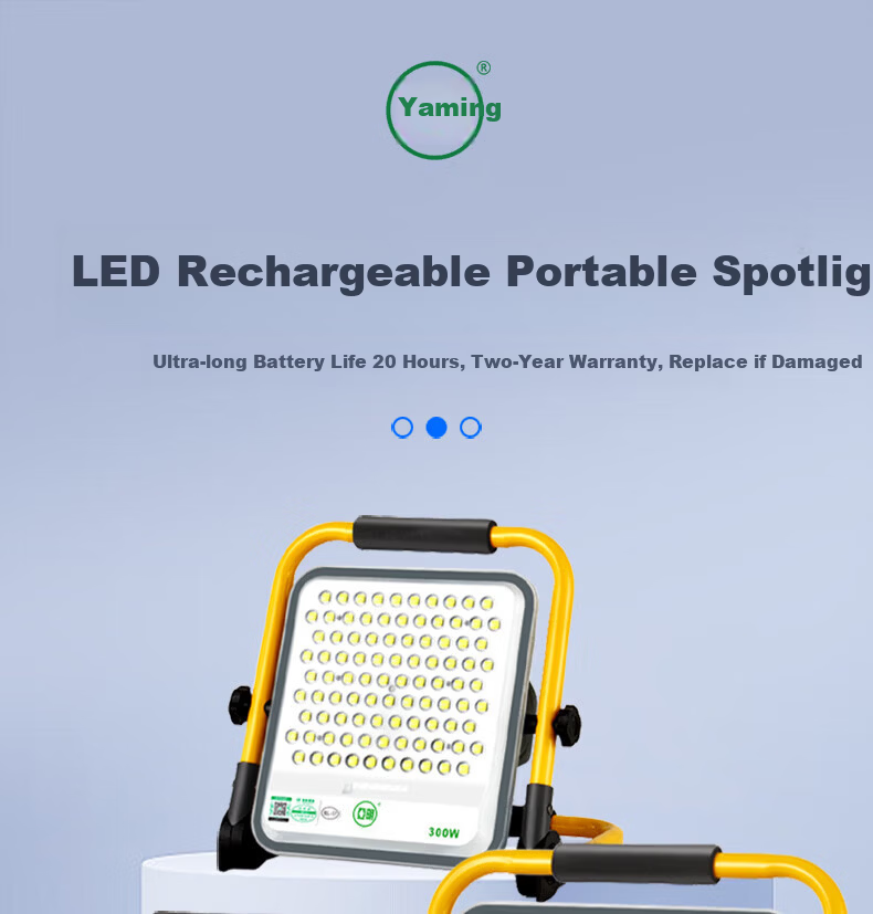 Yaming 300W LED Rechargeable Floodlight Super Bright Waterproof Portable Emergency Outdoor Camping Night Market Work Light 3