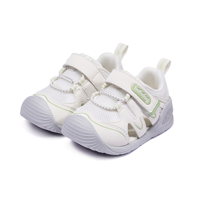 BOBDOG Toddler Baby First Walking Shoes Children's Sandals Infant Boys and Girls Functional Shoes White Gray Size 25