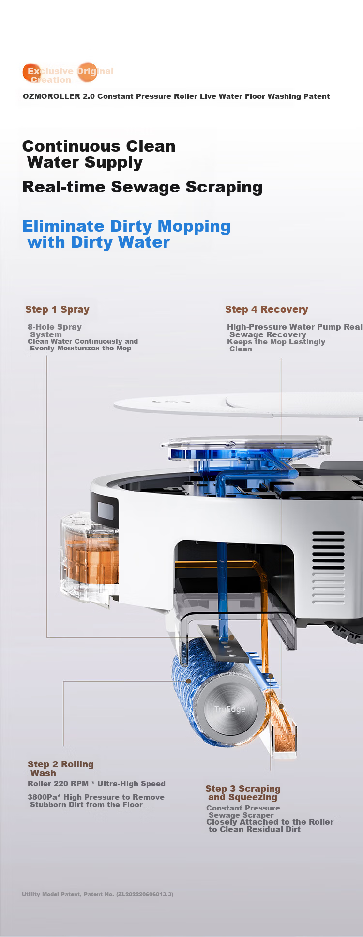 Ecovacs T80S PRO Ultra-Thin Built-In Robot Vacuum Cleaner with Automatic Cleaning, Self-Emptying, Drum Floor Washing, Hot Water Mop, Water Supply and Drainage DEX62 6