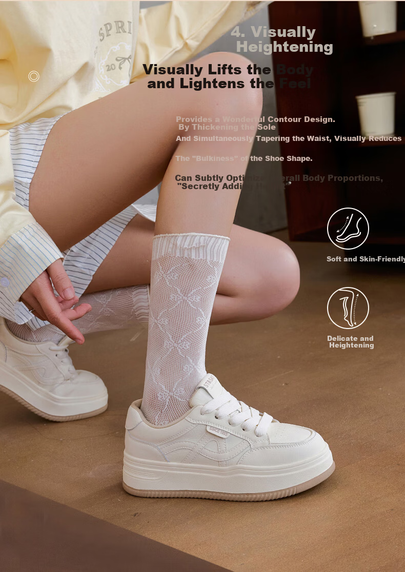 Saturday Thick-Soled White Sneakers for Women 2026 New Spring Small Height Increase Versatile Soft Sole Lightweight Comfortable Casual Skate Shoes 11