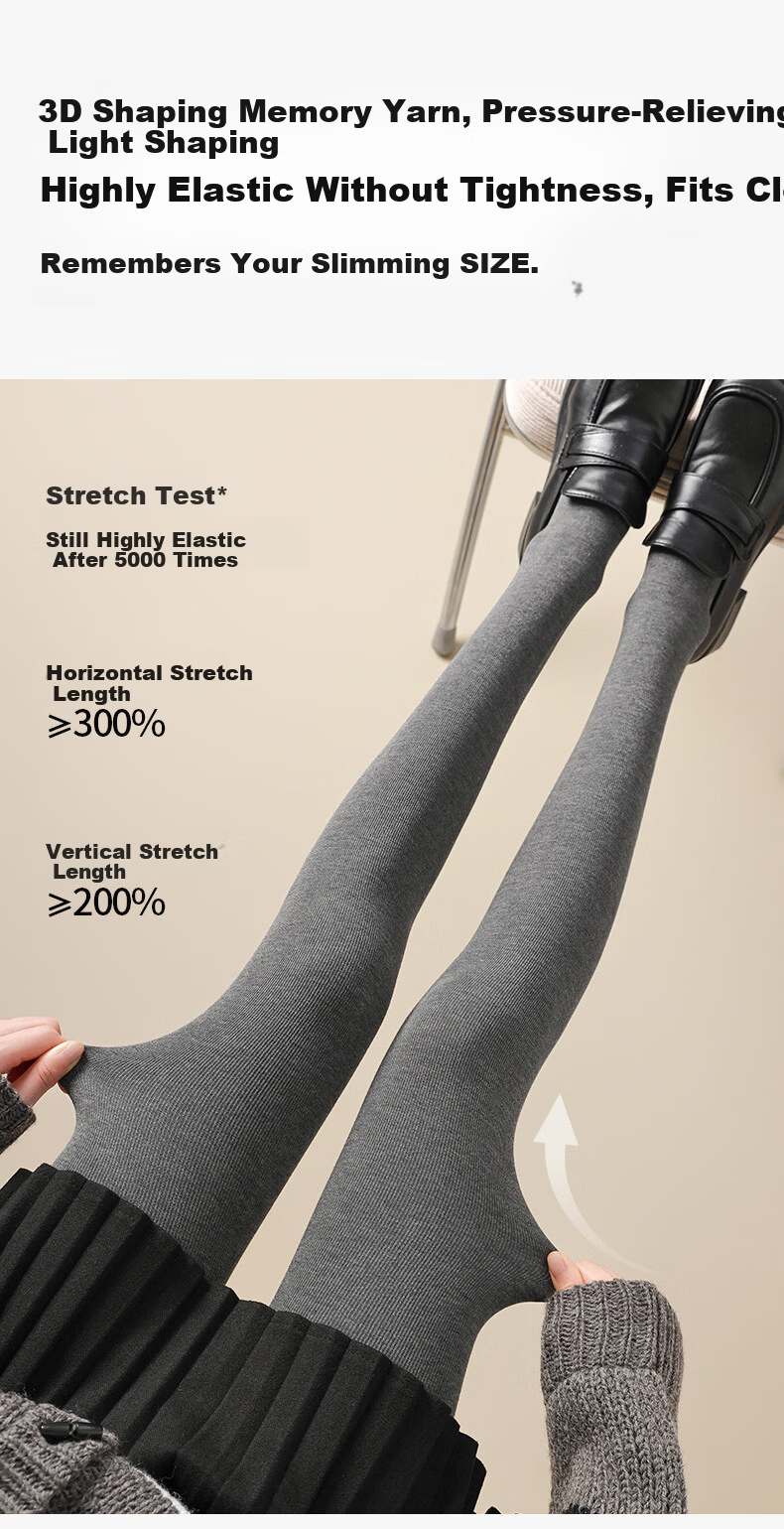 LangSha Women's Autumn Winter Cotton Vertical Stripe Leggings Slim Fit Thin Tights Black One Size 12