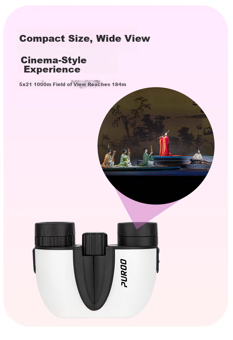 PUROO Guanqiong 5x21 Telescope Anti-Reflection HD Compact Portable Professional Theater Binoculars for Plays Musicals Dramas 5