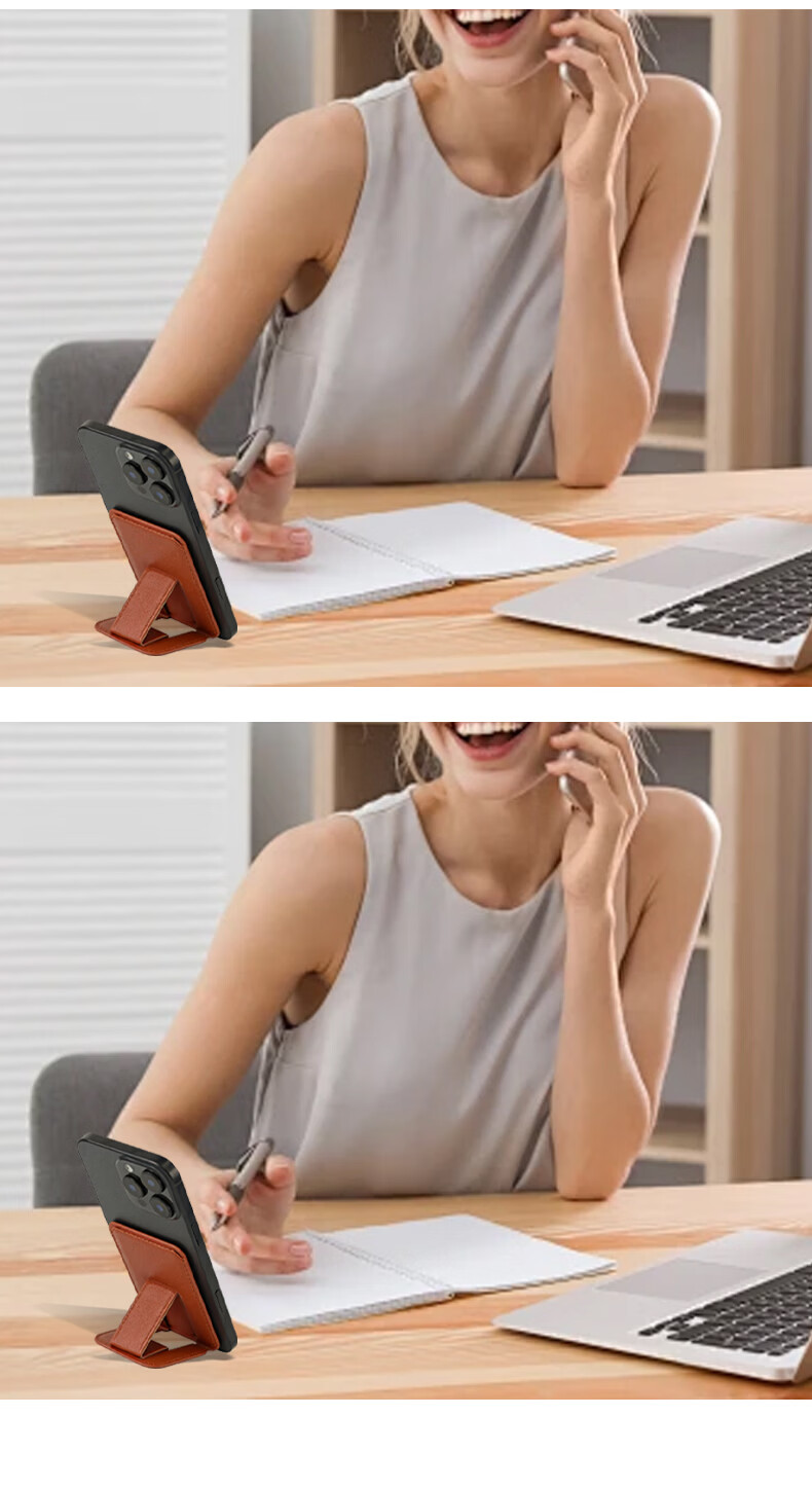 Zitai Card Holder Phone Stand Tablet Stand MagSafe Magnetic Card Holder Phone Case 2-in-1 Card Sleeve Back Sticker Transit Metro Card Compatible with Apple iPhone 17/16/15/13 Brown 11