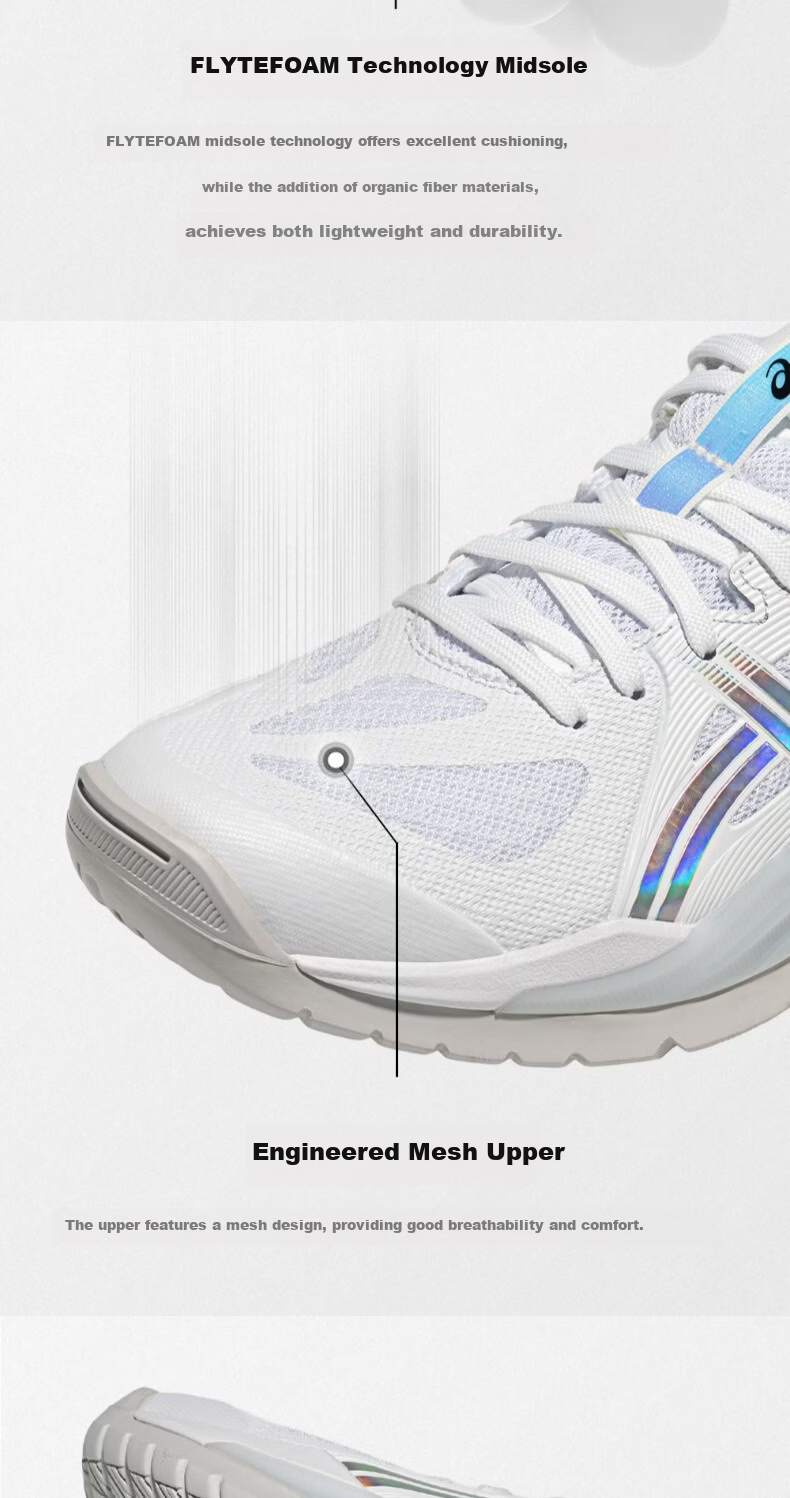 ASICS Powerbreak FF 1073A090-100 Men's Badminton Shoes Cushioning Durable Aurora 40.5 6