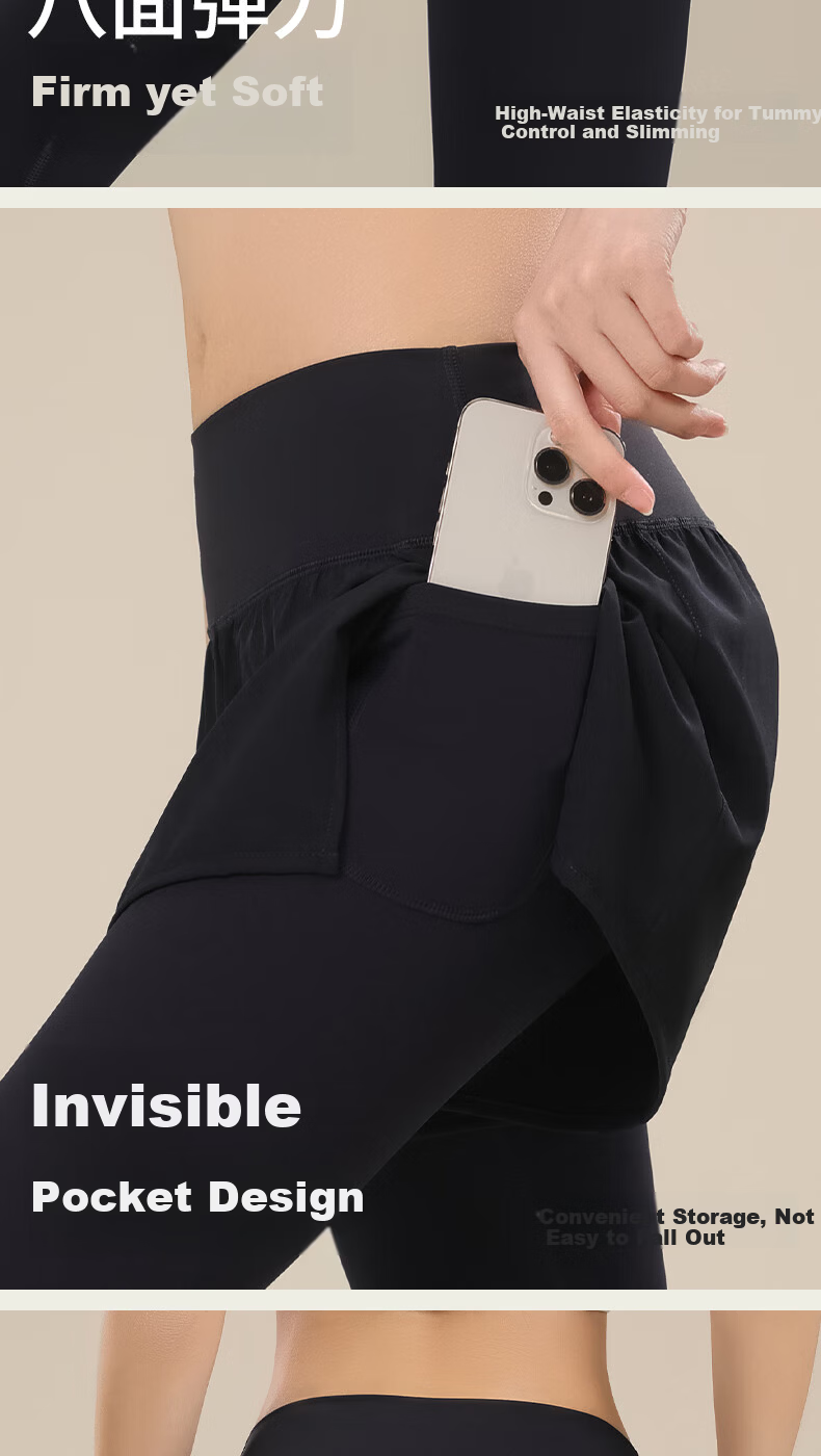 Free Style Women's Two-in-One Yoga Pants Spring Autumn Outdoor Sports Fitness Quick-Dry Pilates Training High-Waist Long Pants 5