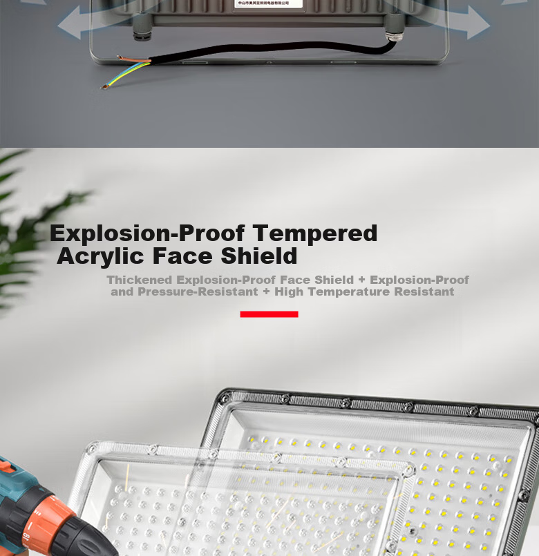 Yaming LED Floodlight Spotlight Outdoor Waterproof Courtyard Searchlight Factory Workshop Outdoor Lighting 2025 Model 300W 8
