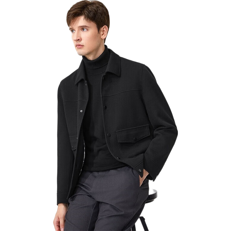 Goldlion GY [Contains Cotton And Wool] Men's Jacket, Autumn And Winter Lapel Jacket, JWF1799-LK120 Black, 2XL