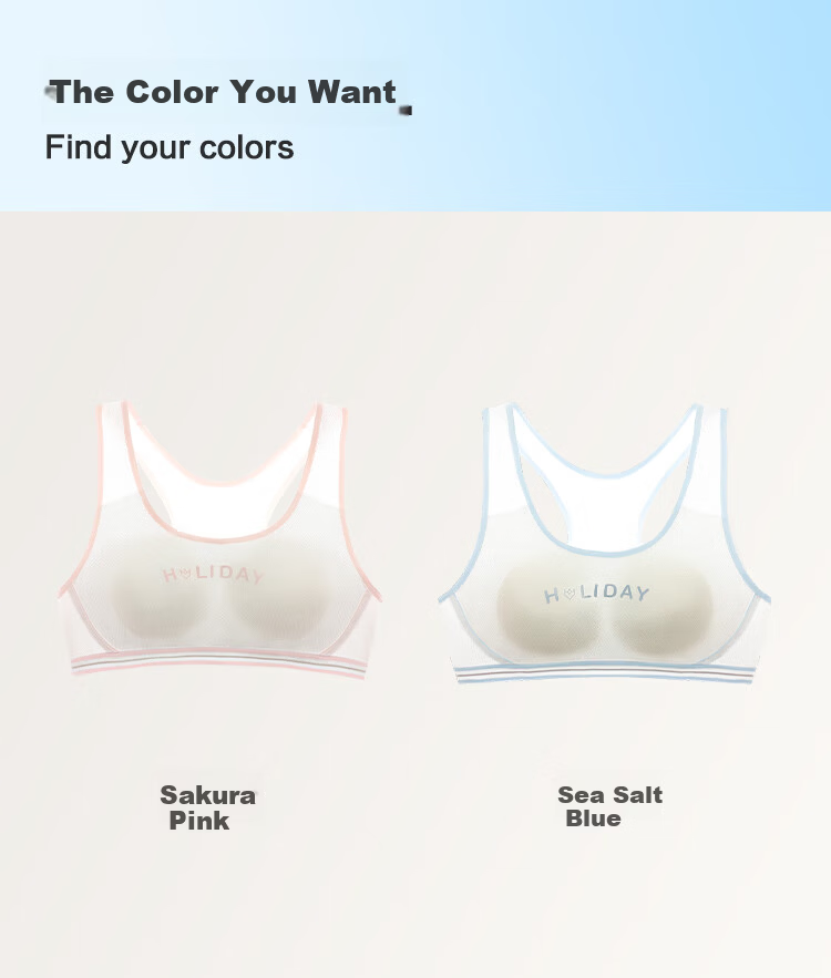 Hodohome Girls' Bra Development Stage 2 Class A Modal Mesh Sports Shock Absorption Vest 002 Pink B80 12