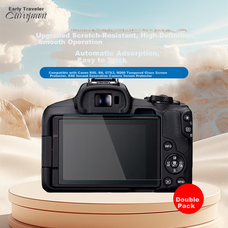Earlymen 2-Pack Tempered Glass Screen Protector for Canon EOS R50V, High-Definition, High-Transparency, Scratch-Resistant Camera Screen Protector, Protective Film for Mirrorless Camera Accessories