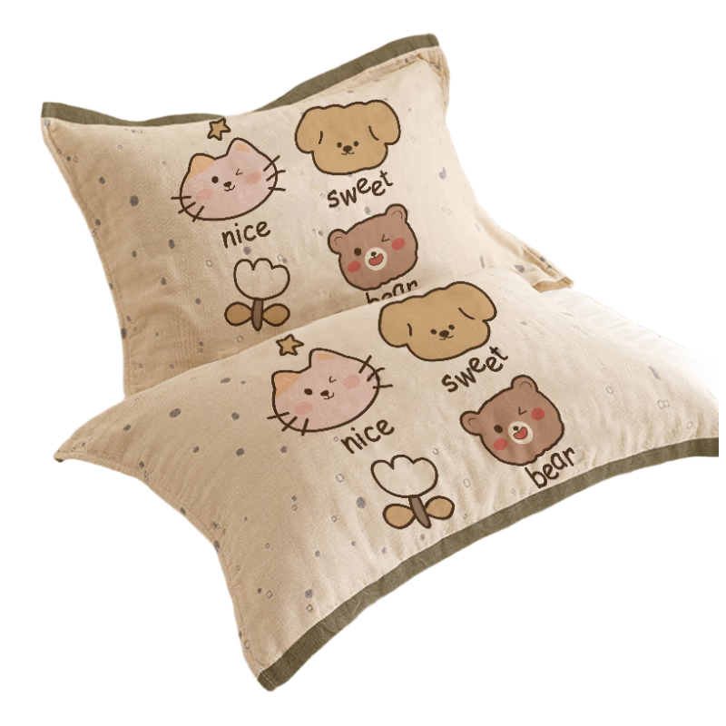 MUJI A-Class 100% Cotton Four-Layer Gauze Pillowcase All-Season Pure Cotton Anti-Slip Pillow Cover Single Pack 52*78cm