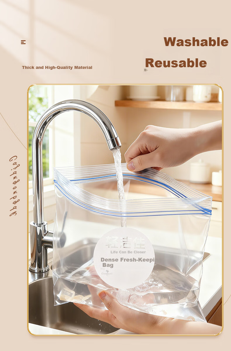 Qingjie Jia Food Sealing Bags Refrigerator Food Storage Fresh-Keeping Bags Small Medium Large Combo 110 Pieces 8