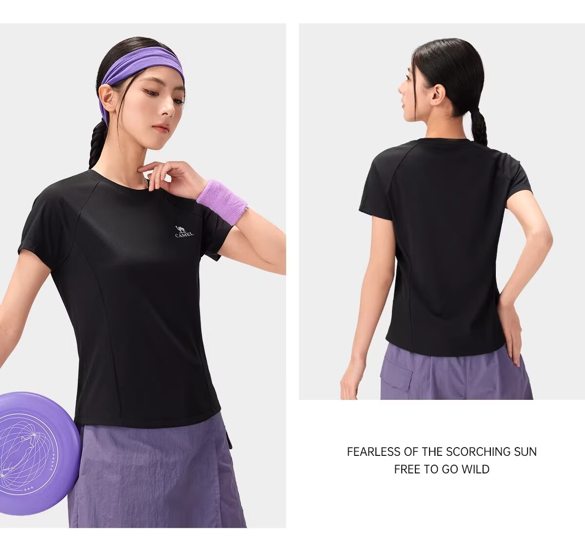 CAMEL [Toray Fabric] Outdoor Quick-Dry T-Shirt Women 2026 Spring Summer Short Sleeve Stretch Breathable Sweat-Absorbing Sports Top Men 8090 37