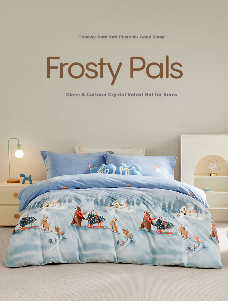 Luolaikids 3-Piece Set Baby A-Class Crystal Warm Velvet Bedding Dorm Single Bed Sheet Duvet Cover Pillowcase 150x215cm 1