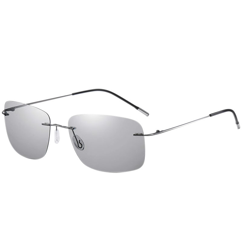 CAPONI Frameless Sunglasses for Men, Ultra-Light Photochromic Sunglasses, UV Protection, Polarized, for Driving, Night Vision Glasses, Anti-Glare