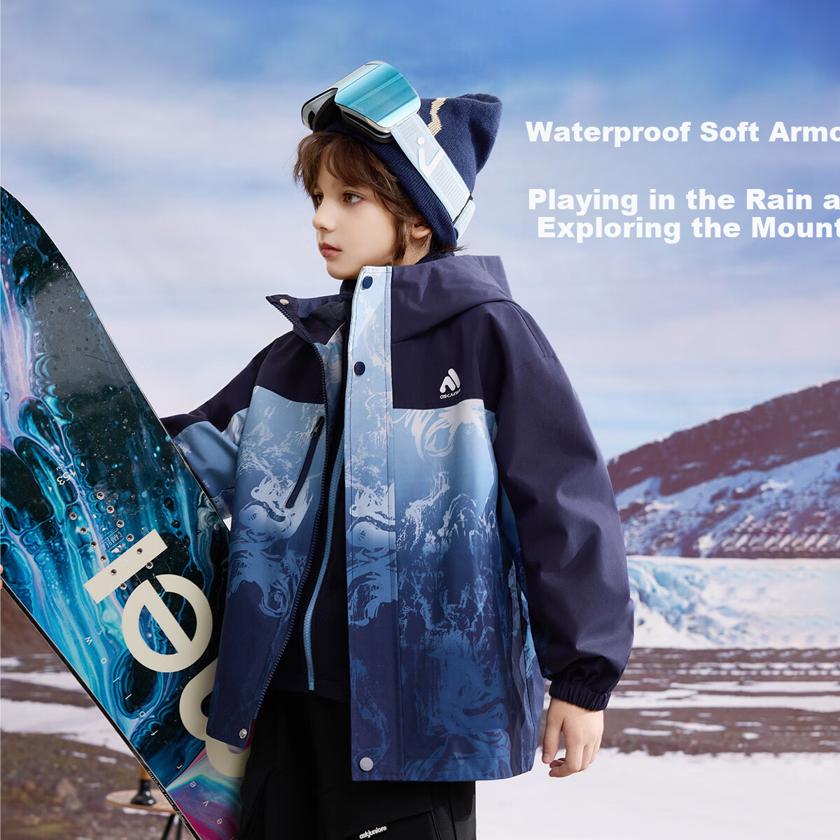 ASK JUNIOR Kids' Jacket Boys' Spring Traditional Chinese Style Outdoor Mountaineering Windproof Coat Navy Blue 130 1