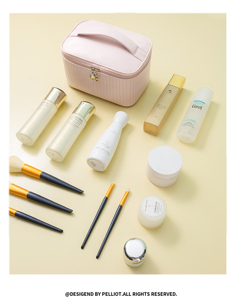 Qinxin Muyu Beige Ins Style Cake Cosmetic Bag Girls Handheld Waterproof Large Capacity Travel Storage Bag 9