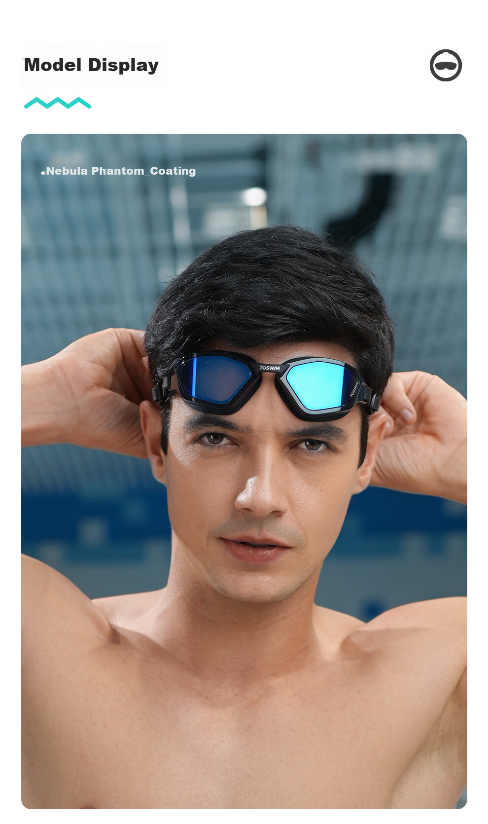 TOSWIM Prescription Swimming Goggles for Men and Women, Waterproof Large Frame, Professional Anti-Fog, High Definition, 700 Degree, White Transparent 12