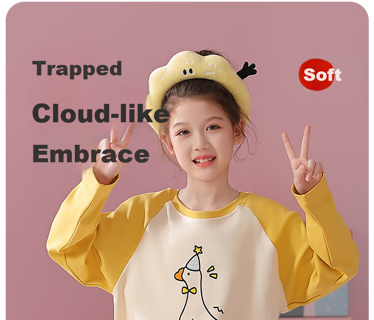 Bingxue Mian Children's Pajamas Girls Pure Cotton Crew Neck Spring Autumn Homewear Set Long Sleeve Long Pants Outerwear Two-Piece Set for Older Kids 8