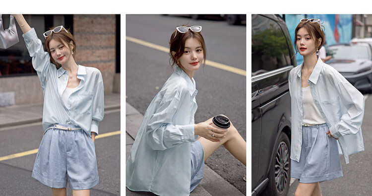 MT Intellectual Style Spring Korean Design Pocket Lapel Long Sleeve Loose Slimming Women's Shirt 5