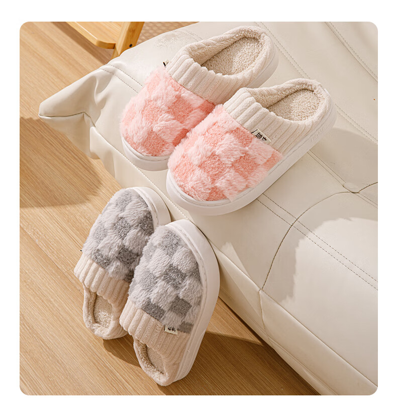 Taxiang Cotton Slippers for Women, Winter Indoor Warm Fleece-Lined Couple's Cotton Slippers for Men TR110 22
