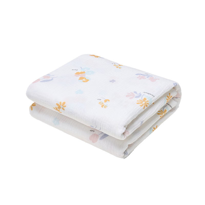 JD Jingzao Xiaojingzao Children's 100% Cotton Double-Layer Gauze Blanket Air Conditioning Quilt Summer Quilt Small Flower 120x150cm