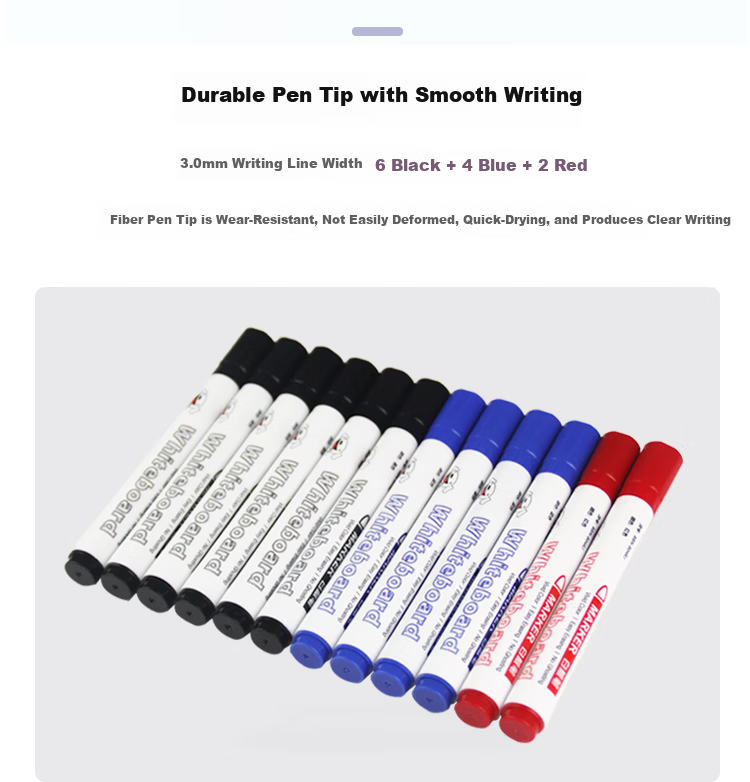 BibiNiu Whiteboard Marker Erasable Office Meeting Marker Pen Easy Erase 12-Pack Tri-Color Water-Based Pen BBNW-B04-JW 7