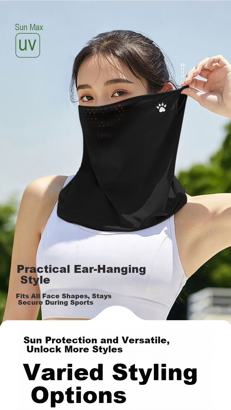 KELME Sun Protection Face Mask with Ear Loops, Ice Silk Cycling Face Cover, Neck Gaiter, Magic Headscarf, Windproof Dustproof Mountaineering Gear for Men and Women 8