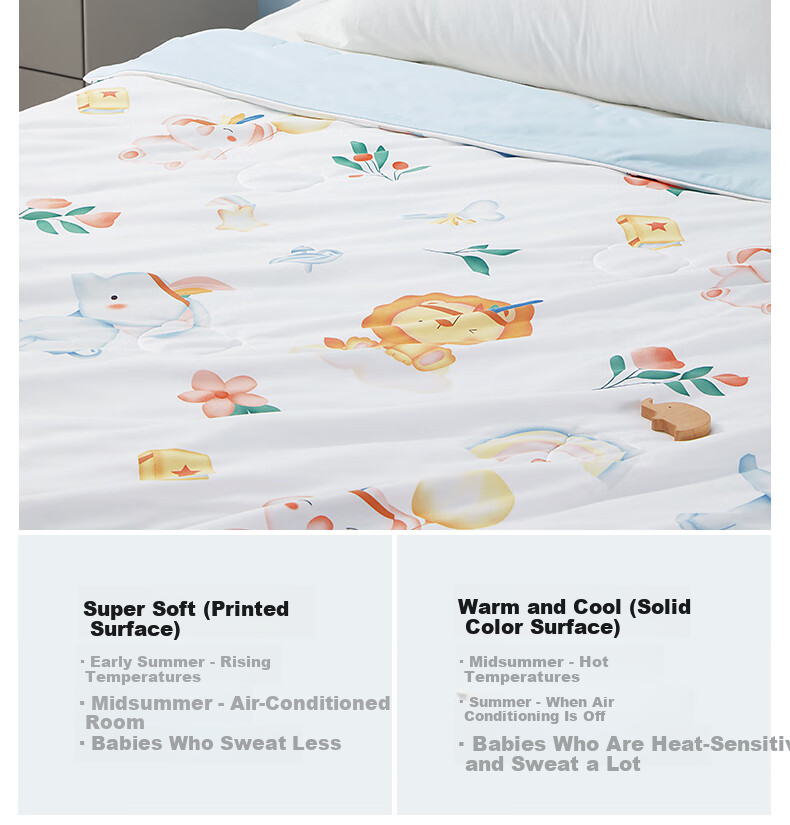 Betis Children's Summer Cooling Quilt Baby Blanket Four Seasons Universal Baby Kindergarten Air Conditioning Quilt Forest Adventure 150×120cm 4