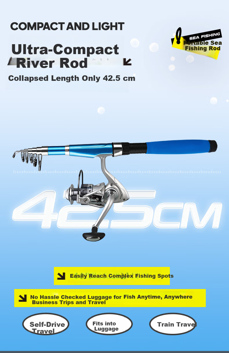 Taiyu 1.8m Sea Fishing Rod Set Long Casting Rod Spinning Reel Super Hard Smooth Fishing Pole 4