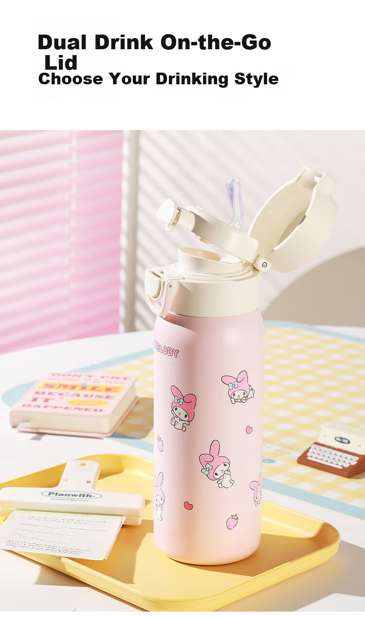 BEDDYBEAR Double-Drink Insulated Bottle with Straw Portable Coffee Cup High-Value Student Water Bottle 510ml Cloud Iris 4