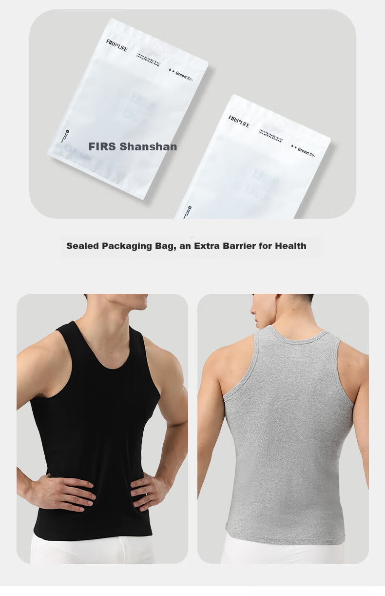 FIRS Men's 100% Cotton Seamless Crew Neck Breathable Antibacterial Sleeveless Sports Undershirt Tank Top 10