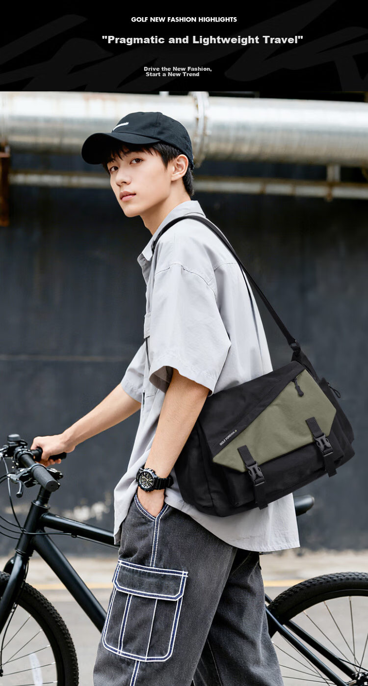 GOLF Lightweight Waterproof Crossbody Shoulder Bag for Men and Women, Outdoor Cycling Sports Bag, Phone and iPad Holder, Student Bag 1