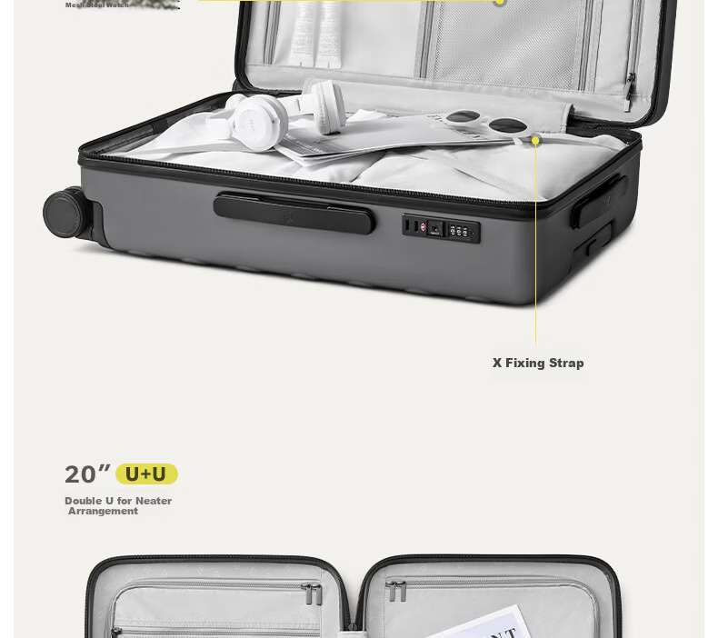 90 Points Luggage 28 Inch Rhine Classic 2026 New Trolley Large Capacity Travel Suitcase with Password Lock Titanium Gray 15