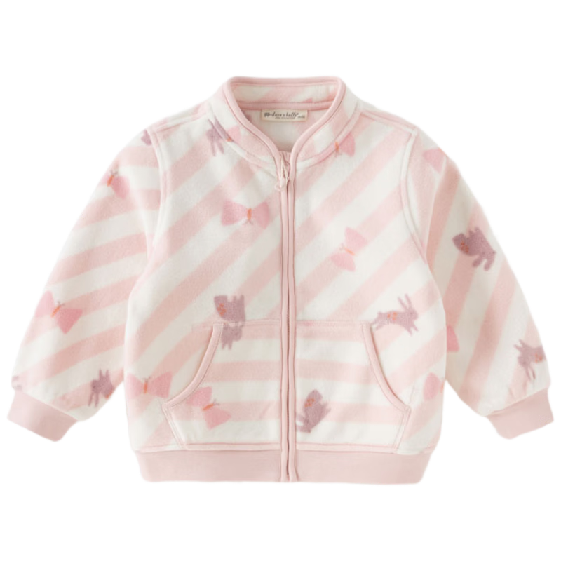 DAVE & BELLA Huggable Jacket Boys' Spring and Autumn Fleece Coat Children's Pullover Baby Girls' Fall Wear