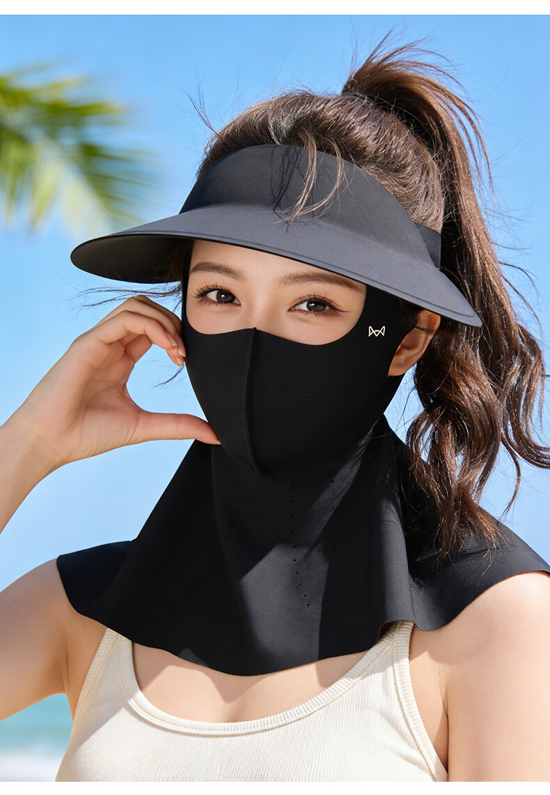 Miiow Women's Full Face Ice Silk Sun Protection Mask Neck Guard 2026 Summer UV Protection Face Bikini Sunshade 7