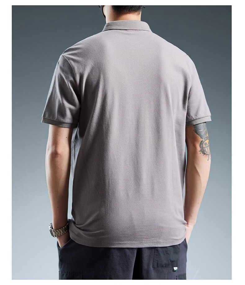 Jeanswest Men's Short Sleeve Polo Shirt 2026 Summer New Pure Cotton Loose Casual T-Shirt Base Shirt Black 4XL 16