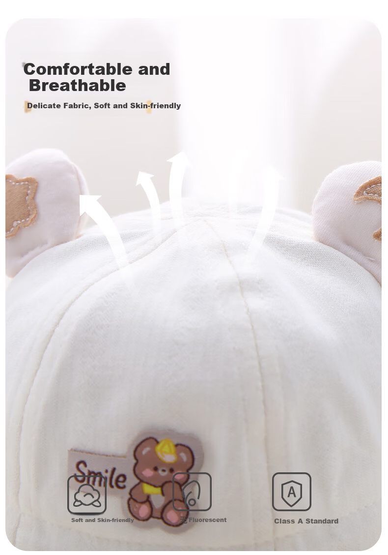 Benaxi Baby Hat Spring and Autumn Thin Newborn Infant Boys and Girls Adjustable Fisherman Bucket Hat 4