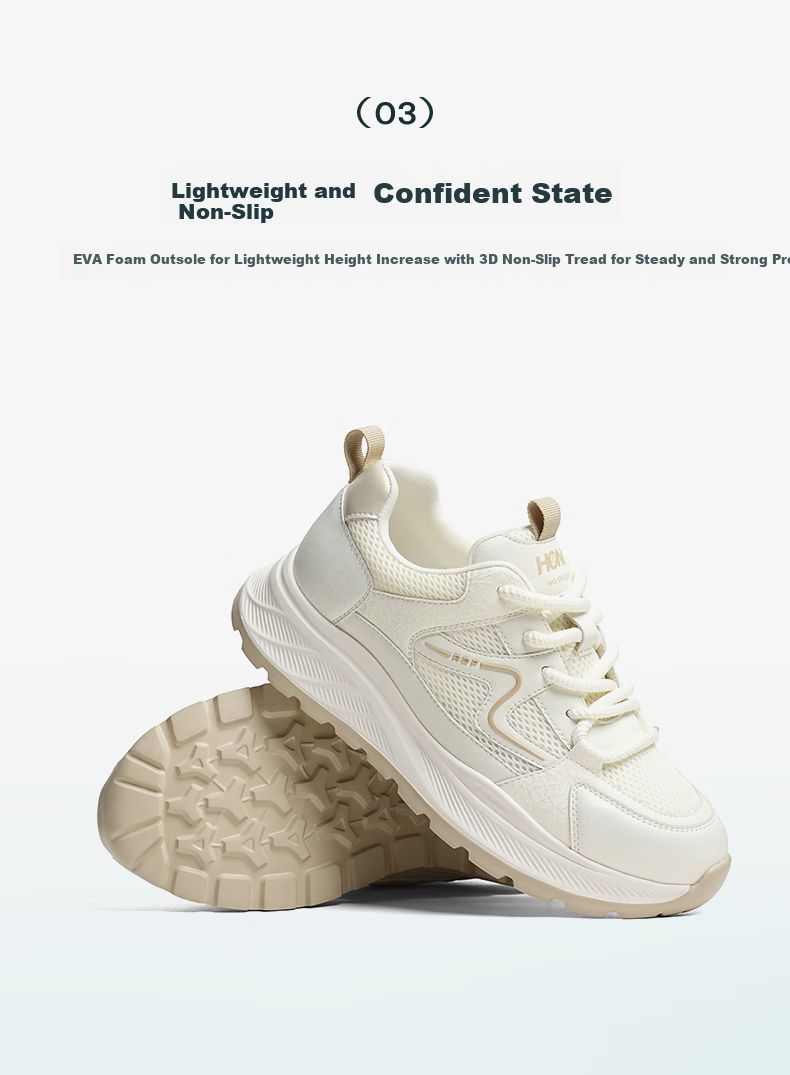 RED DRAGONFLY New Breathable Lightweight Height-Increasing Mesh Sports Shoes Casual Thick-Soled White Sneakers WTB35101 Beige/Apricot Size 34 6