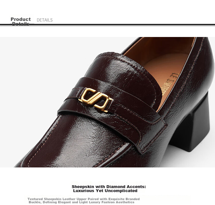 Le Saunda 2026 Spring Summer Chunky Heel Square Toe Fashion Commuter Genuine Leather Loafers Women 41701 Vintage Red BOK 39 3