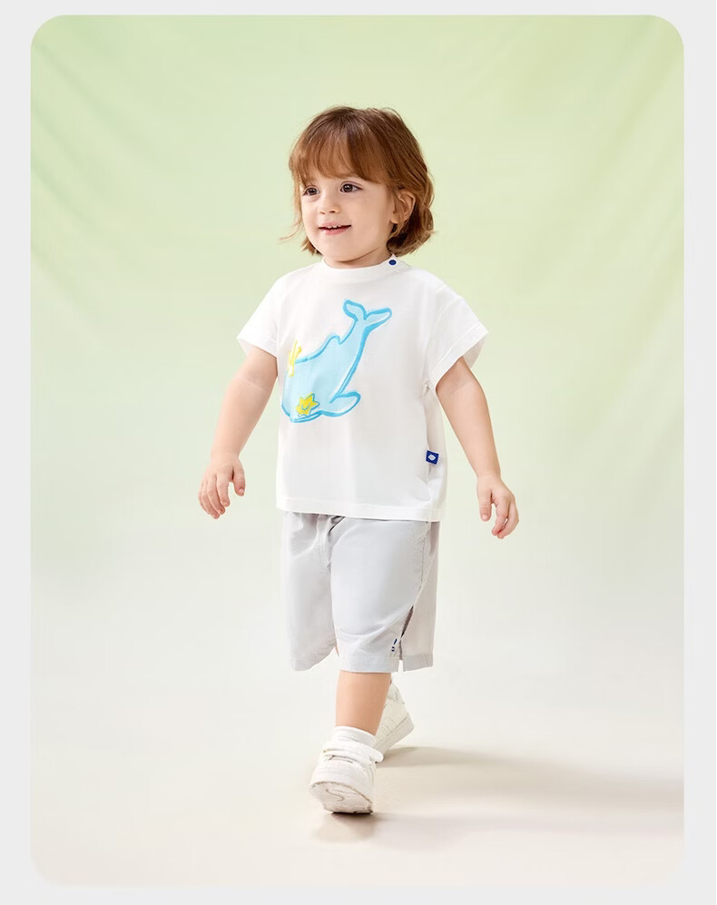 Babycare Natural Cool Short Sleeve Spring Summer Baby Soft Moisture-Wicking Quick-Dry Crew Neck T-Shirt Foam Green 140 24