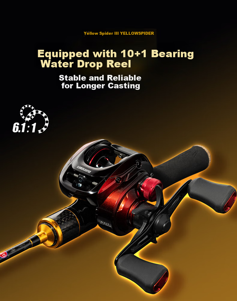 GW 1.8m Left-Handed Water Drop Reel Lure Set Yellow Spider 2nd Gen Makou Rod UL Tuning Micro Lure Fishing Rod 15