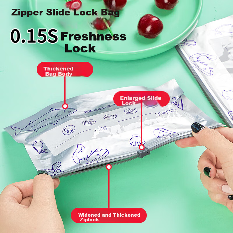 SHUANG YU Aluminum Foil Food Storage Bags Sealed Slider Lock Freezer Thickened Small 10-Pack Stand-Up Zipper Bags