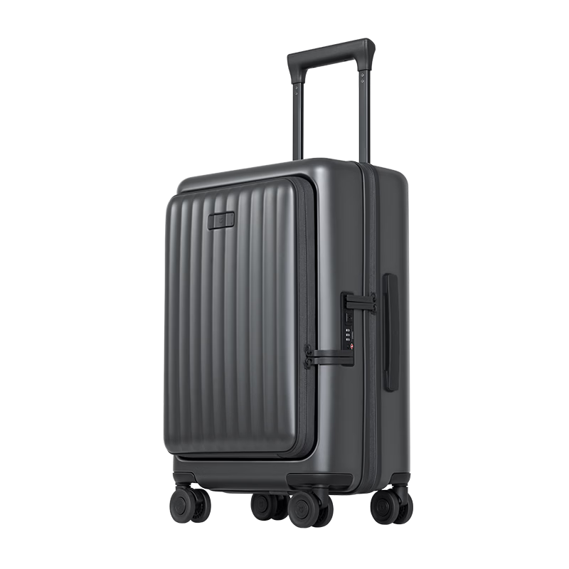 Mijia Xiaomi 20-inch Luggage Suitcase with Telescopic Handle, Unisex Business Travel Case, Front Opening, Combination Lock, Dark Gray Silver