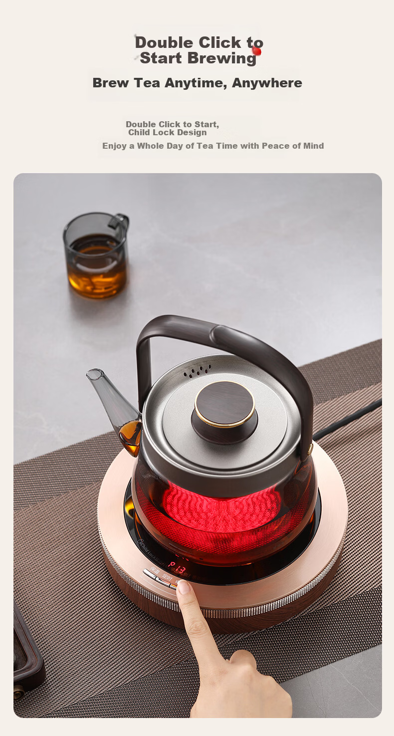 Yubai Electric Ceramic Stove Tea Maker Tea Cooker Tea Pot Health Preservation Stove Brewing Old White Tea Black Tea Flower Tea MFX-X5 (Sandalwood Color) 6
