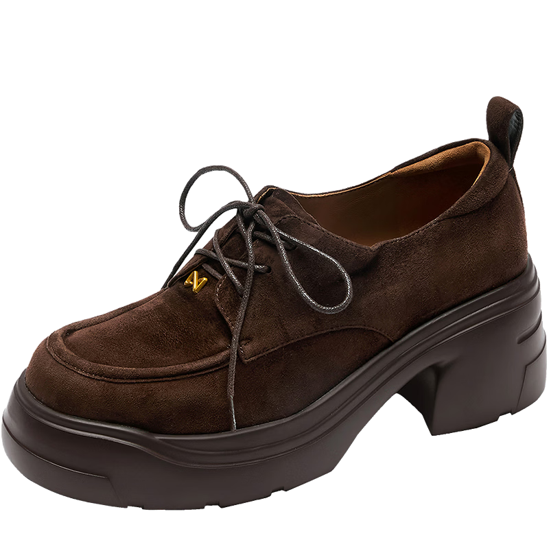 Laird & Dane 2026 Spring Summer New British Retro Platform Genuine Leather Loafers Women 6T66701 Brown BRS 40
