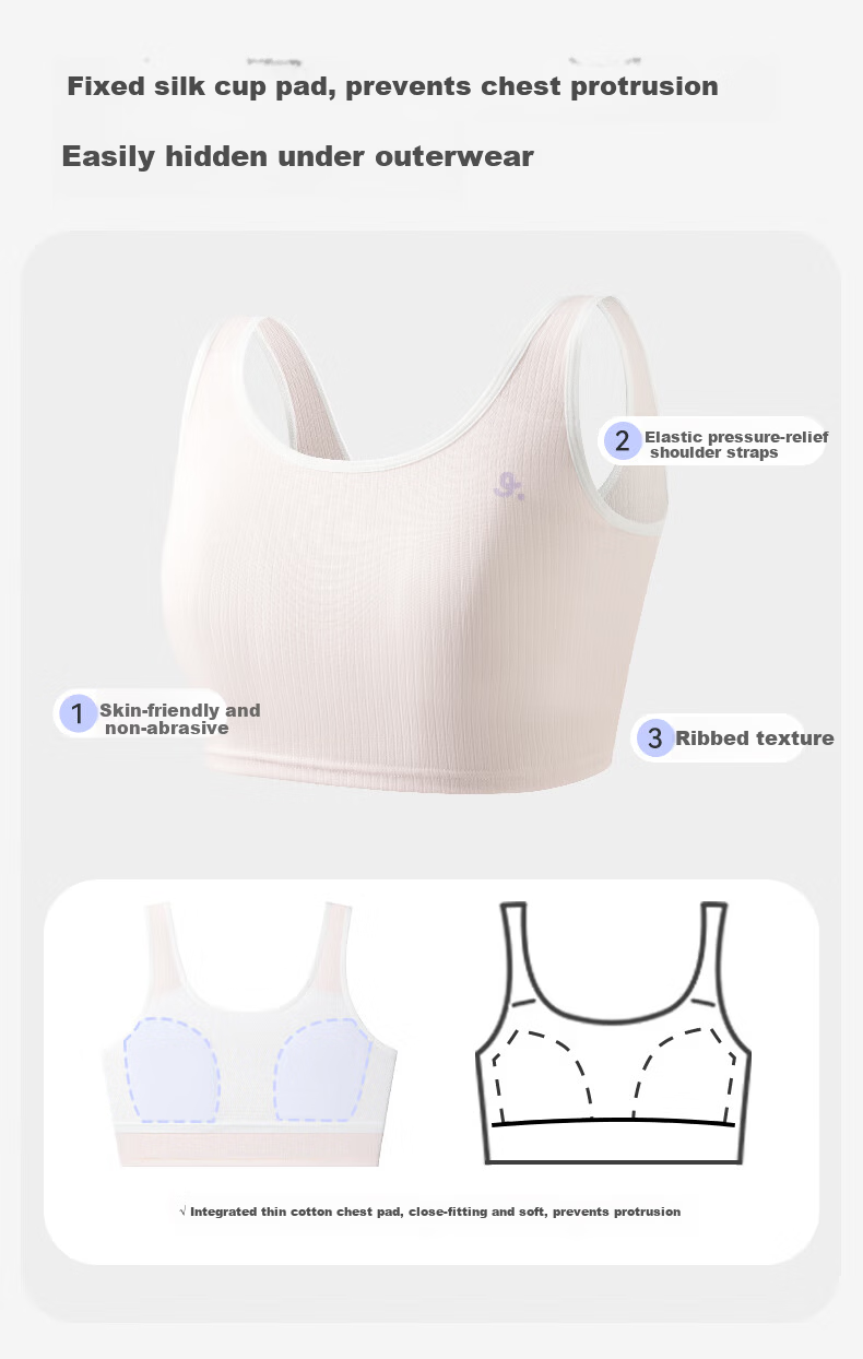 Jiusuiban 80S Modal Children's Underwear, Girls' Bra for Ages 8-10, Student School Uniform, Anti-Nipple Protrusion, Mid-Length Camisole 7