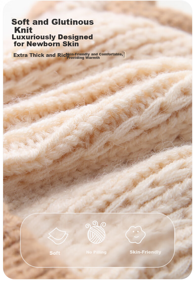 Benaxi Baby Hat Autumn Winter Children's Red Boys Girls Scarf Infant Cute Ear Protection Thickened Warm Knitted Hat 2