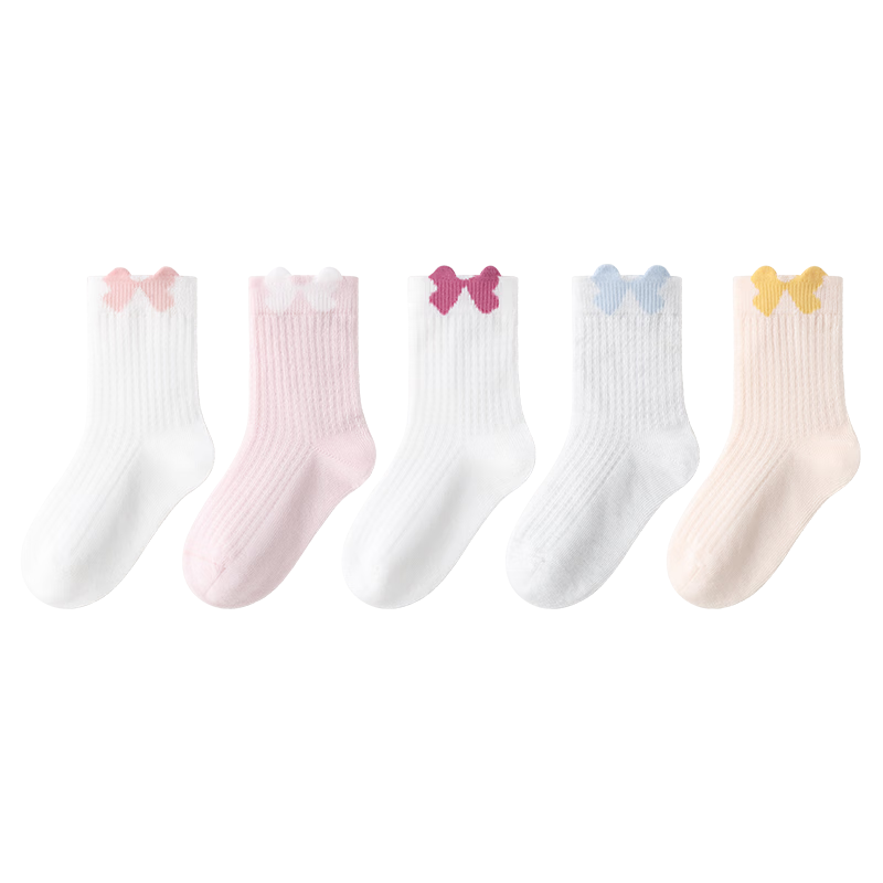 Bambi Kids Socks Spring Summer Girls Mesh Thin Breathable Mid-Calf Cotton Socks BB2644 Size 20-22