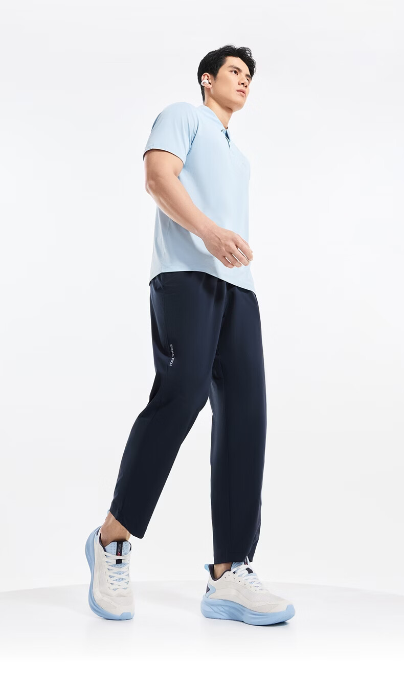 ERKE Woven Nine-Point Pants Spring Moisture-Wicking Quick-Dry Sports Pants Four-Way Stretch Ice-Feel Casual Straight Sun-Protective Pants for Men 12